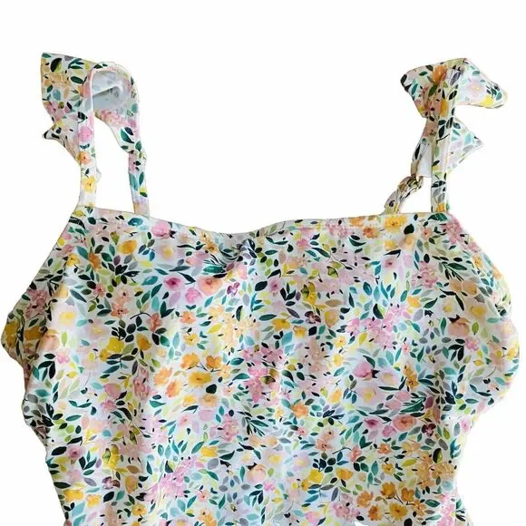 Kona Sol Ladies One Piece Swimsuit Size L Floral Print Ruffle Straps Multicolor - Picture 2 of 6
